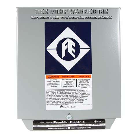 franklin electric 2 hp control box|franklin water control box.